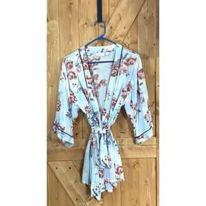 Nordstrom Lingerie Floral Short Kimono Robe Tie Front Women's Size Medium